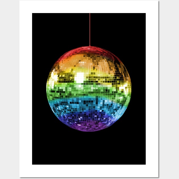 Rainbow Mirrored 1970s Disco Ball Wall Art by Art by Deborah Camp